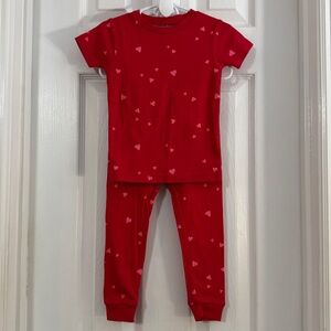 Carter's Baby Girl Red Hearts Two Piece Summer Pajama Set